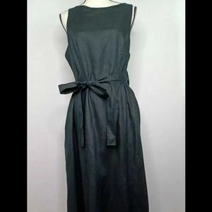 Rickie Freeman For Teri Jon Black Linen maxi Wrap Dress Size 10